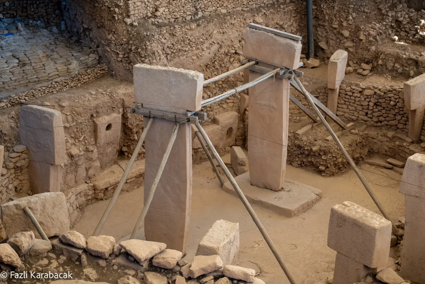 Ancient T-shaped pillars at Göbekli Tepe archaeological site