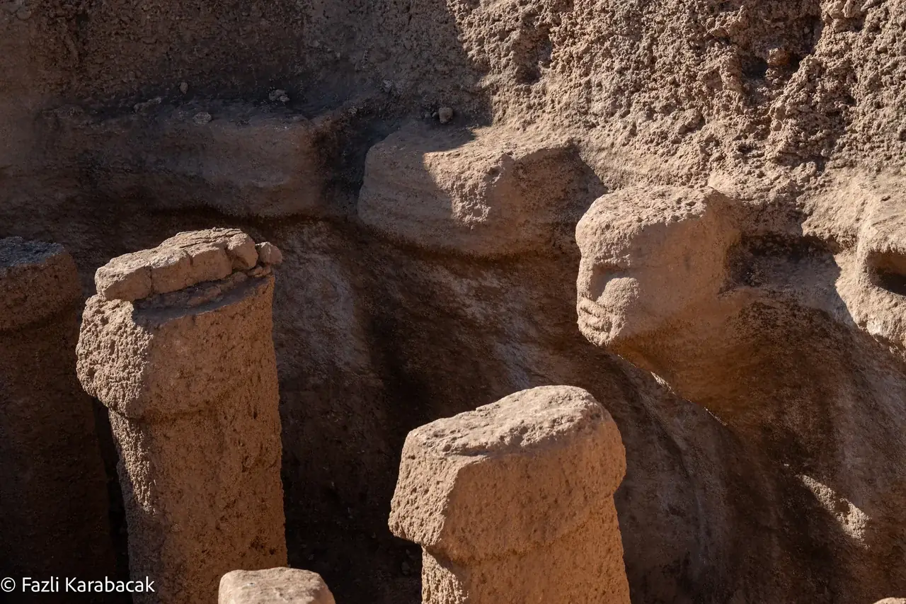 T-shaped stone pillars at Göbekli Tepe, part of the Taş Tepeler archaeological landscape in southeastern Turkey